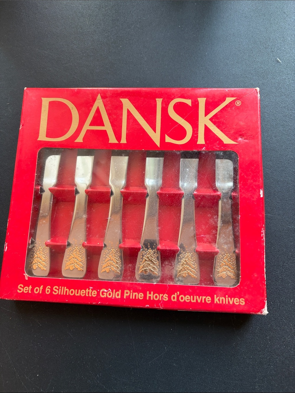 Set of 6 Dansk Gold Pine Hors d'Oeuvre Knife Set